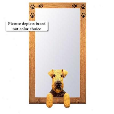 Welsh Terrier Hall Mirror With Oak Golden Frame