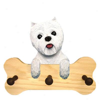 West Highland White Terrier Bone Hang Up aNtural Oak