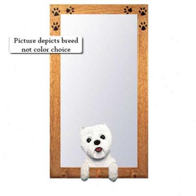 West Highland White Terrier Hall Mirror With Basswood Pine Frame