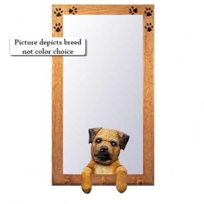 Wheaten Border Terrier Hall Mirror With Oak Golden Frame