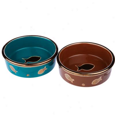 Whisker City? Ceramic Metallic Cat Bowls