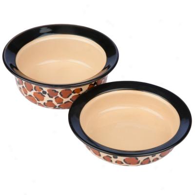 Whjsker City? Leopard Print Ceramic Cat Dishes