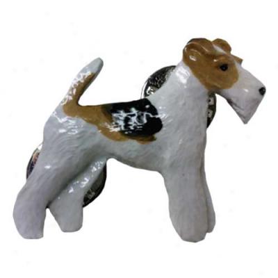 Wire Fox Terrier Hand Painted Pin