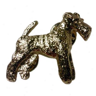 Wire Fox Terrier Pin 24k Gold Plated