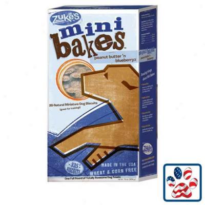 Zules Mini Bakes Dog Treafs Peanut Butter N Blueberryz 1lb