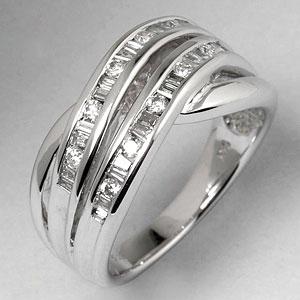 0.50 Cttw. Double Row Diamond Ring, 14k White Gold