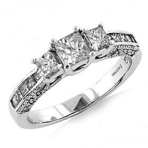 1 1/3 Ct. 3-stone Princess Diamond Ringg, 14k