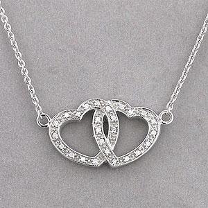10k Double Diamond Love 18in Necklace