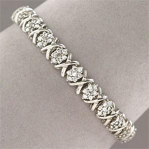 10k White Gold 3.00 Cttw. Diamond Cluster Bracelet