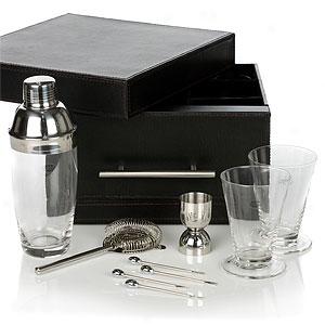 10pc Martini Set With Faux Leather Cover 