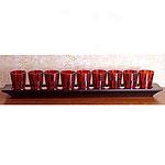 10pc Mosaic Glass Votive Candleholders & Tray Set