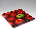 12in Square Photoreal Apples Glass Platter