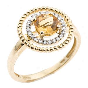 14k 0.70 Cttw. Citrine & Diamond Ring