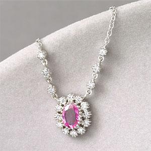 1k 0.90 Cttw. Pink Sapphire & Diamond Necklace