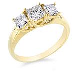 14k 1 1/2 Cttw. 3-stone Princess Cut Diamond Ring