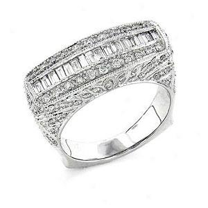 14k 1.00 Cttw . Baguette & Round Cut Diamond Ring