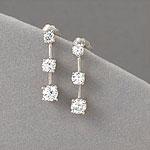 14k 1.00 Cttw. Diamond 3-stone Drop Earrings