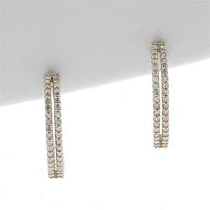 14k 1.00 Cttw. Diamond Double Hoop Earrings