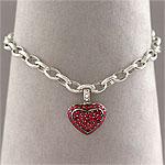 14k 1.09 Cttw. Ruby Heart Chain Bracelet