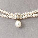 14k 2-strand Freshwater Pearl & Diamond Necklace