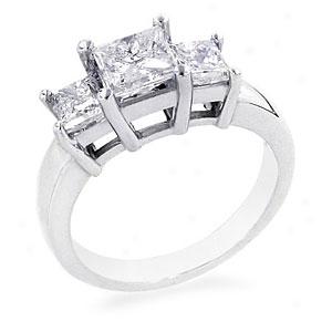 14k 2.00 Cttw. 3-stone Princess Cut Diamond Ring