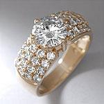14k 2.49 Cttw. Moissanite Ring With Pave Band