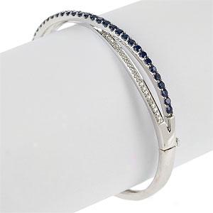 14k 2.51 Cttw. Diamond & Sapphire Bangle