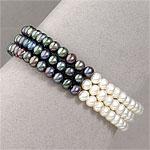 14k 3-strand Black & White Pearl Bracelet