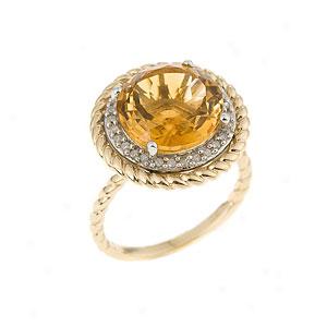 14k 4.99 Cttw. Diamond & Citrine Ring