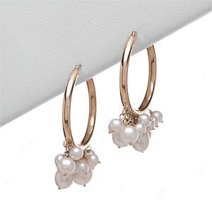 14k 4mm-6mm Pearl Hoops