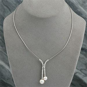 14k 7-9mm Akoya Pearl & Diamond Necklace