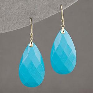 14k 70.00 Cttw. Faceted Turquoise Earrings