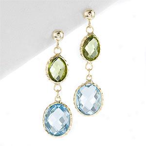 14k 9.85 Cttw. Blue Topaz & Peridot Earrings