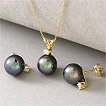 14k Black Akoya Pearl & Diamond Gift Set