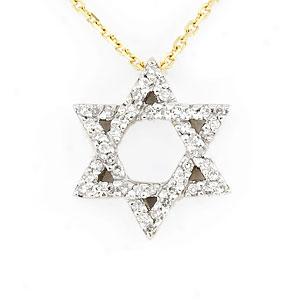 14k Diamond Star Of David Pendant