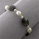 14k Freshwater Pearl & Smokey Quartz Bracelet