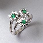 14k Gold 1.0 Cttw. Diamond & Emerald Cluster Ring