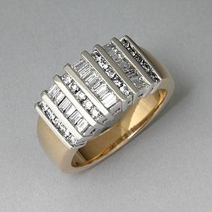 14k Gold 1.00 Cttw. Round & Baguette Diamond Ring