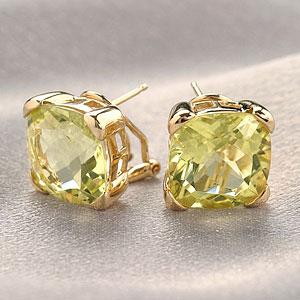 14k Gold 10.80 Ctrw. Lemon Quartz Fashion Earrings