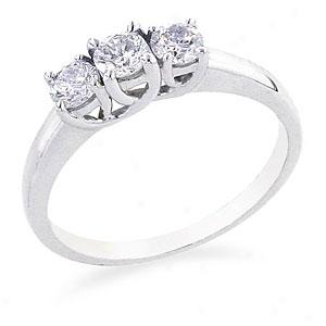 14k Gold 1.5 Cttw. 3-stone Round Cut Diamond Ring