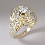 14k Gold 1.50 Cttw. Round & Baguette Diamond Ring