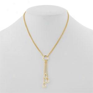 14k Gold 2 Strand Triple Blender Ring Necklace