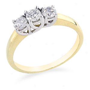 14k Gold 3-stone 1.50 Cttw. Diamond Ring