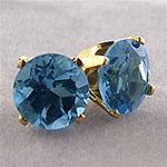 14k Gold Blue Topaz Stud Earrings