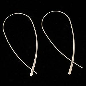 14k Gold Dramatic Hammered Wire Threader Earrings