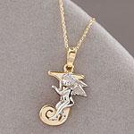 14k Golr Hugging Angel Initial J Pendant