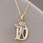 14k Gold Hugging Angel Initial D Pendant