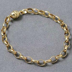 14k Golf Rolo Link Bracelet With Magnetic Clasp