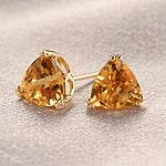 14k Gold Trillion Cut Citrine Form Earringa