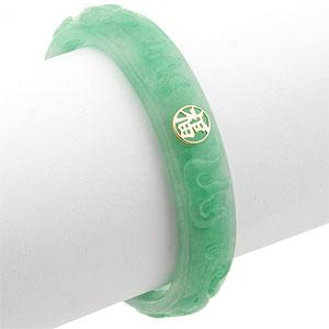 14k Jade Carved Dragon Happiness Bracelet